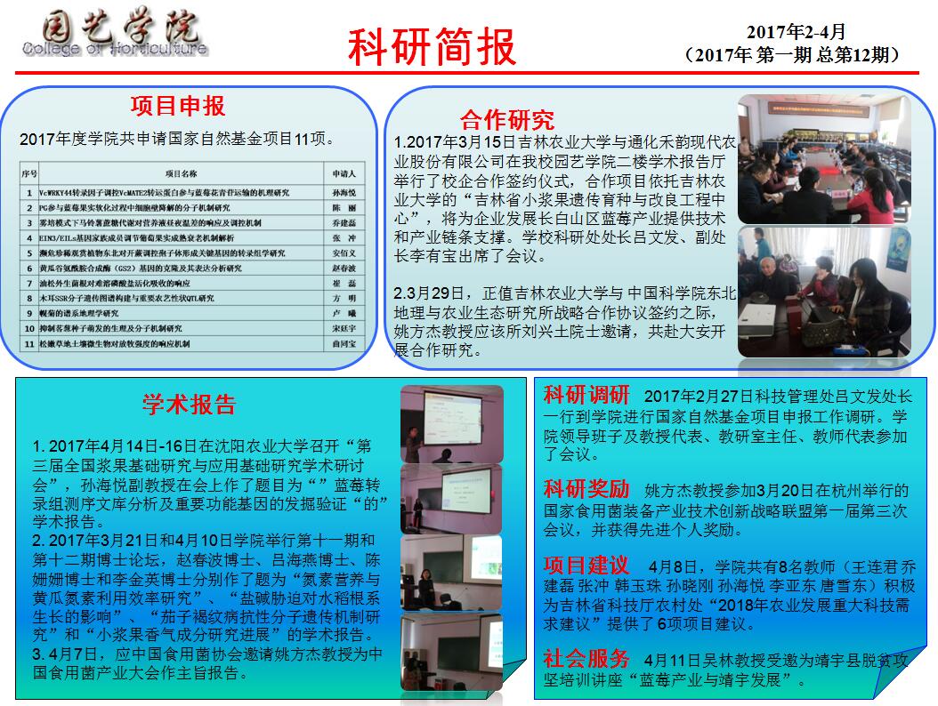 园艺学院17年第一期科研简报 总第十二期 农大园艺网站